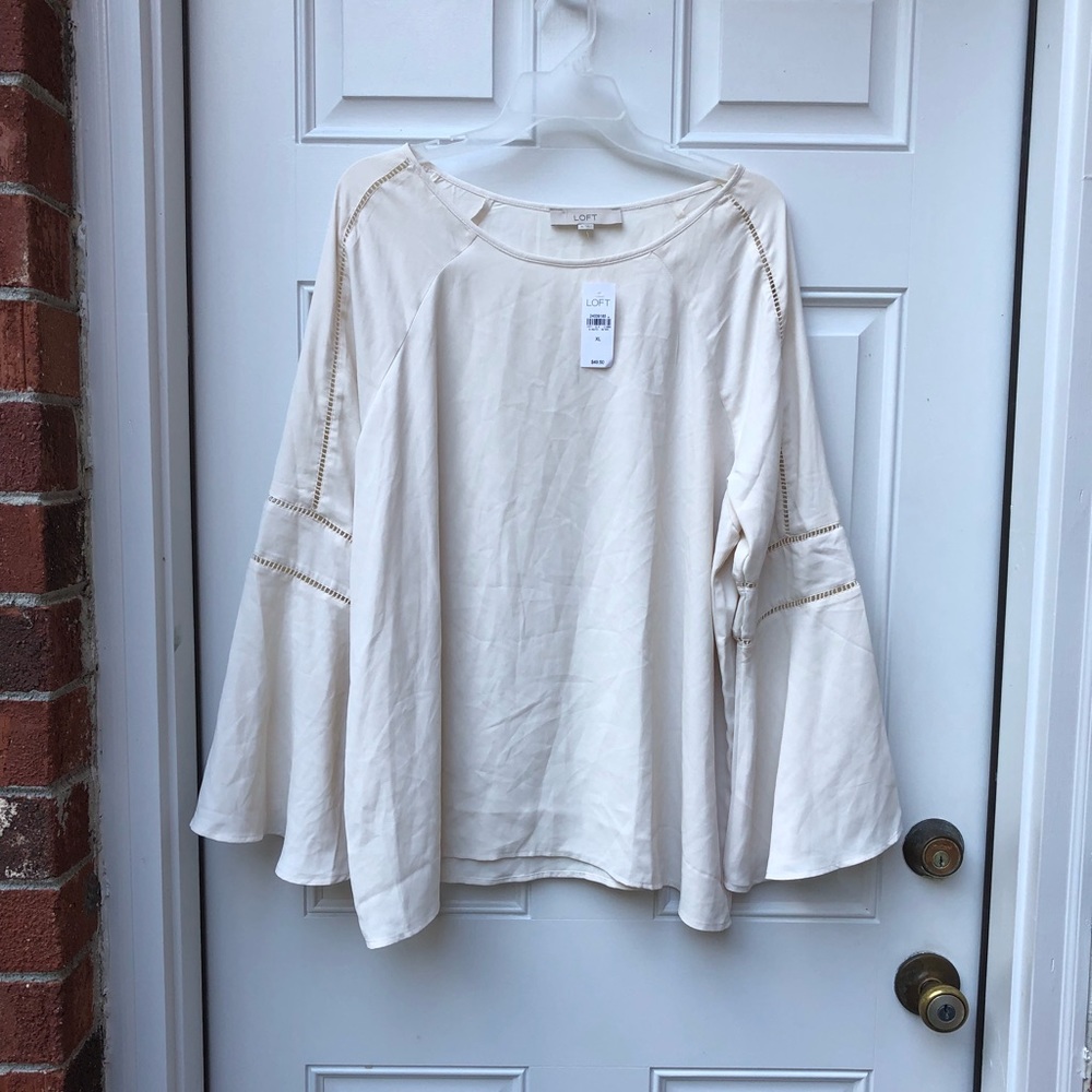 LOFT Beige Bell Sleeve Top